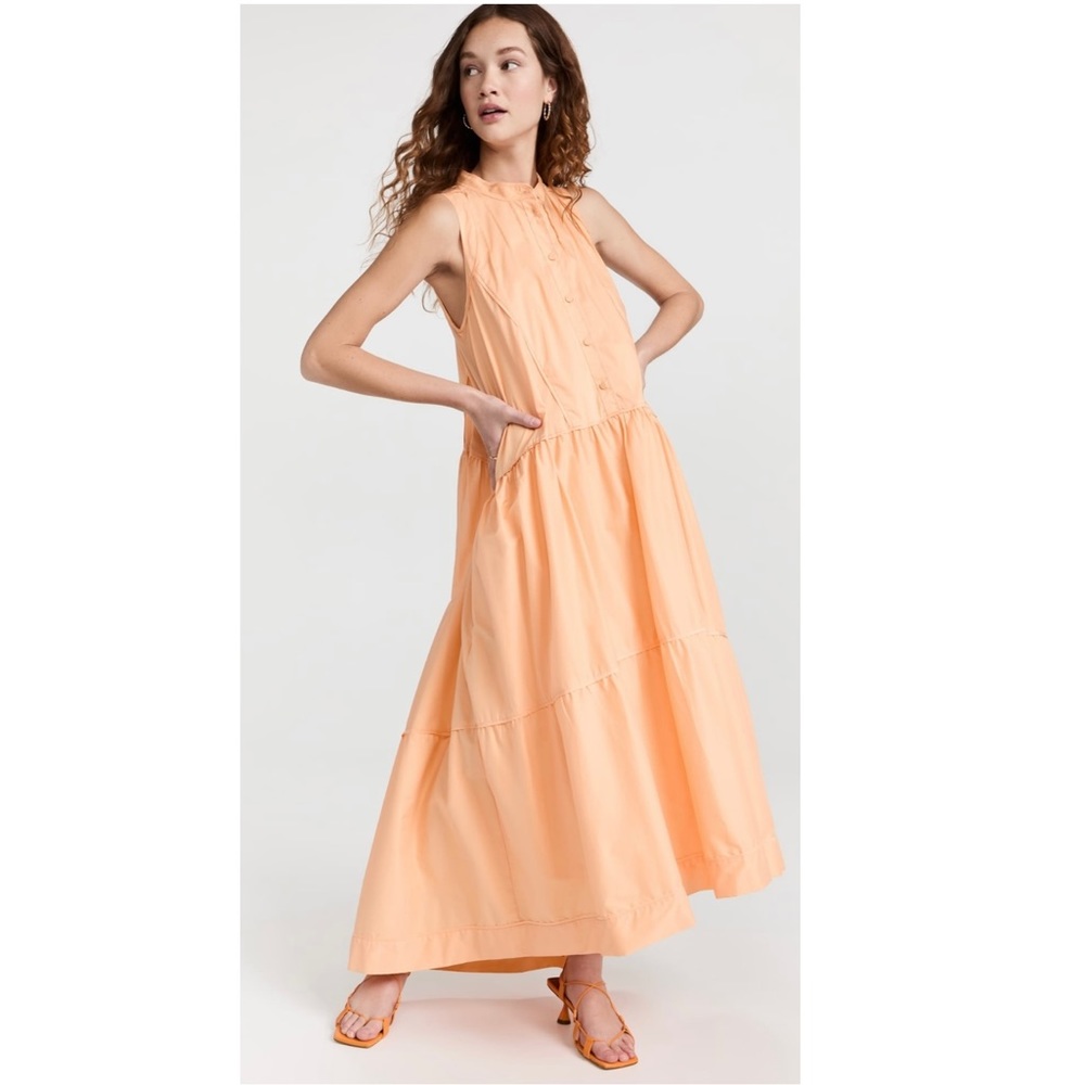 Jonathan Simkhai Melon Ellery Ruched Poplin Maxi